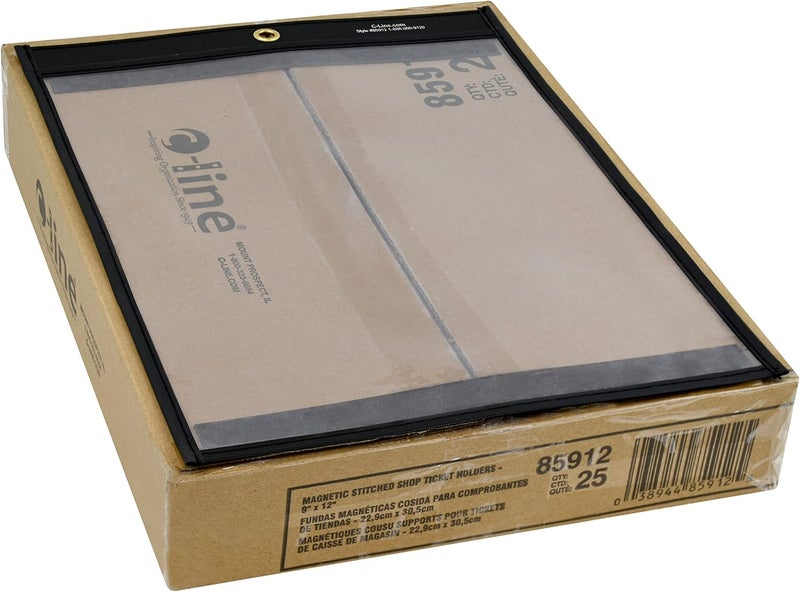 C-Line 9 x 12 Inches Clear on Both Sides Magnetic Stitched Shop Ticket Holder, Box of 10 (85592) - Image 3